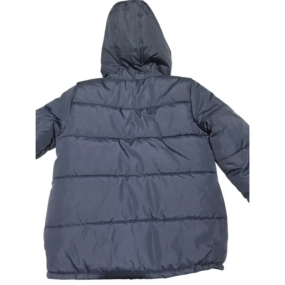 Carters 8 navy blue hooded pink fleece lined puffer jacket pockets nwot